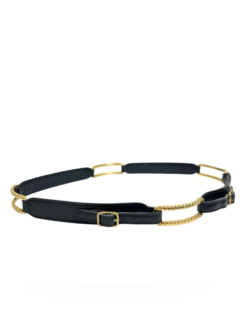 Gucci Gold & Navy Blue Leather Adjustable Vintage Classic Slim Belt Size 72/28 - Picture 11 of 15
